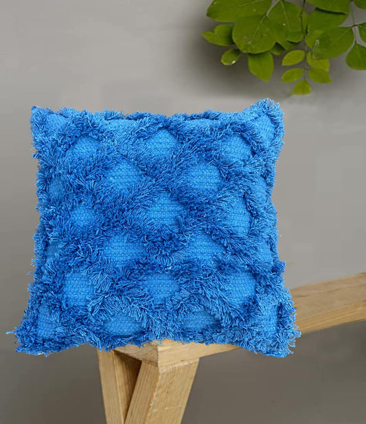 Blue Fringe Cushion Cover 18"x18"