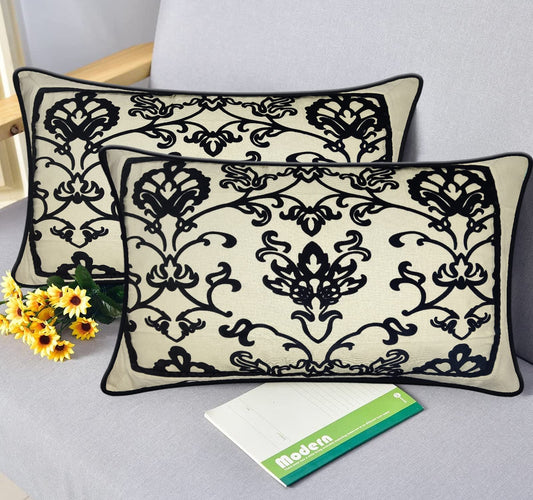 Black & Beige Cushion Cover 21"x27" (Pack of 2)