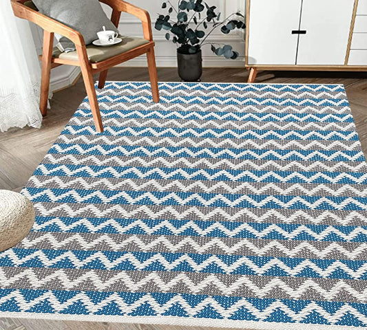 Blue Cotton Floor Rug