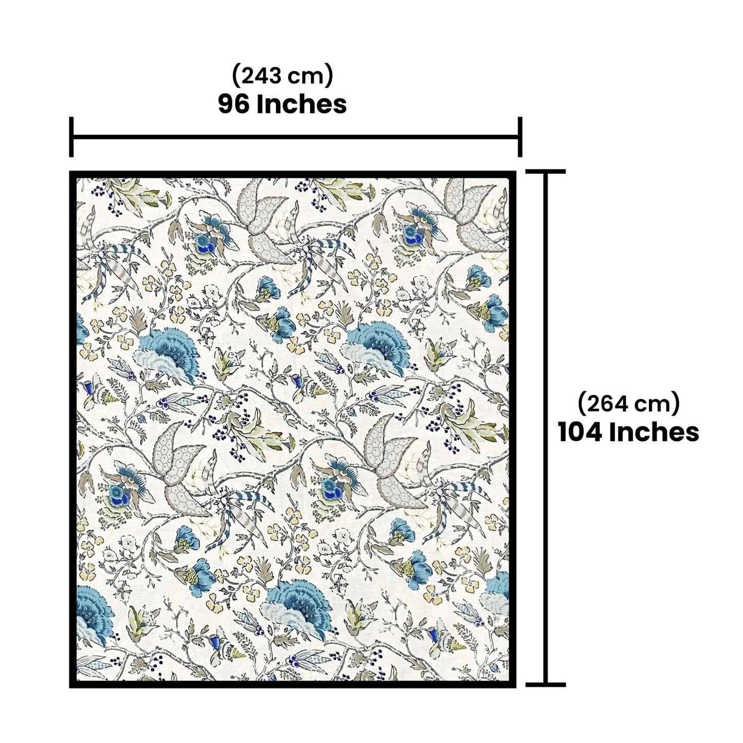 Beige & Sky Blue Cotton Bedsheet