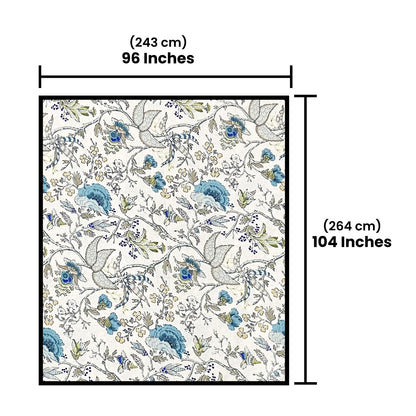 Beige & Sky Blue Cotton Bedsheet