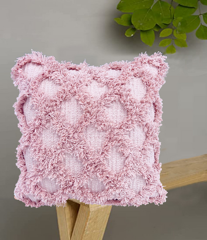 Pink Fringe Cushion Cover 18"x18"