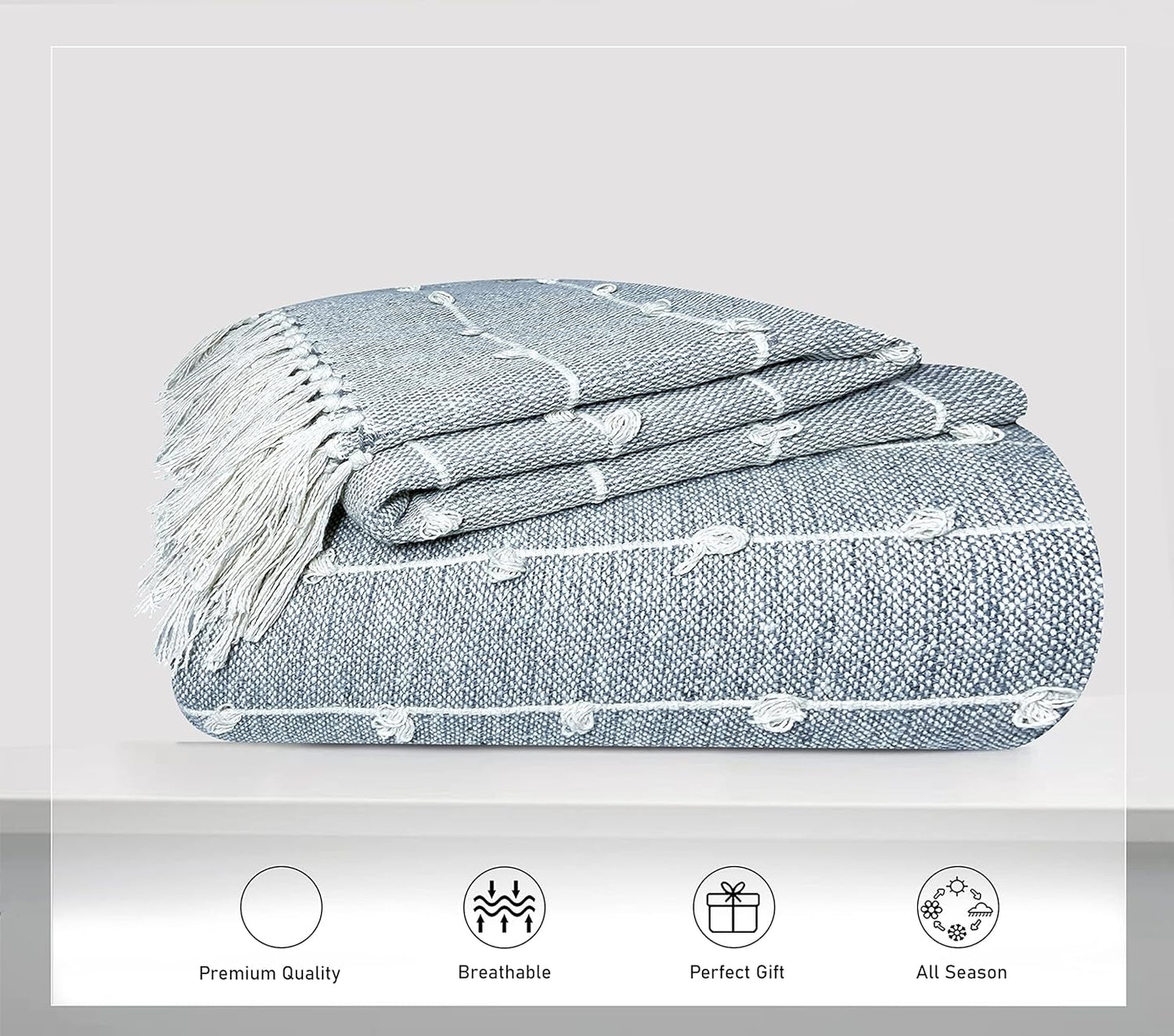 Pure Cotton Smoke Grey Sofa Throw