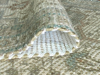 Aegean Green Braided Cotton & Jute Printed Carpet