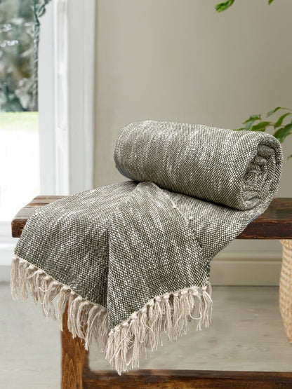 Pure Cotton Dark Green Sofa Throw